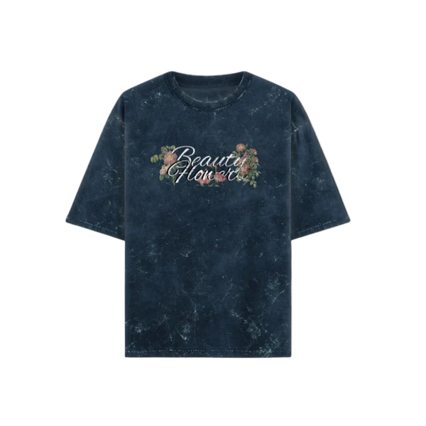 FLOWERED ACID WASH TEE
