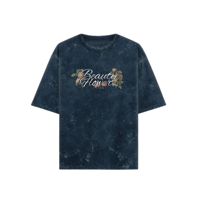 FLOWERED ACID WASH TEE